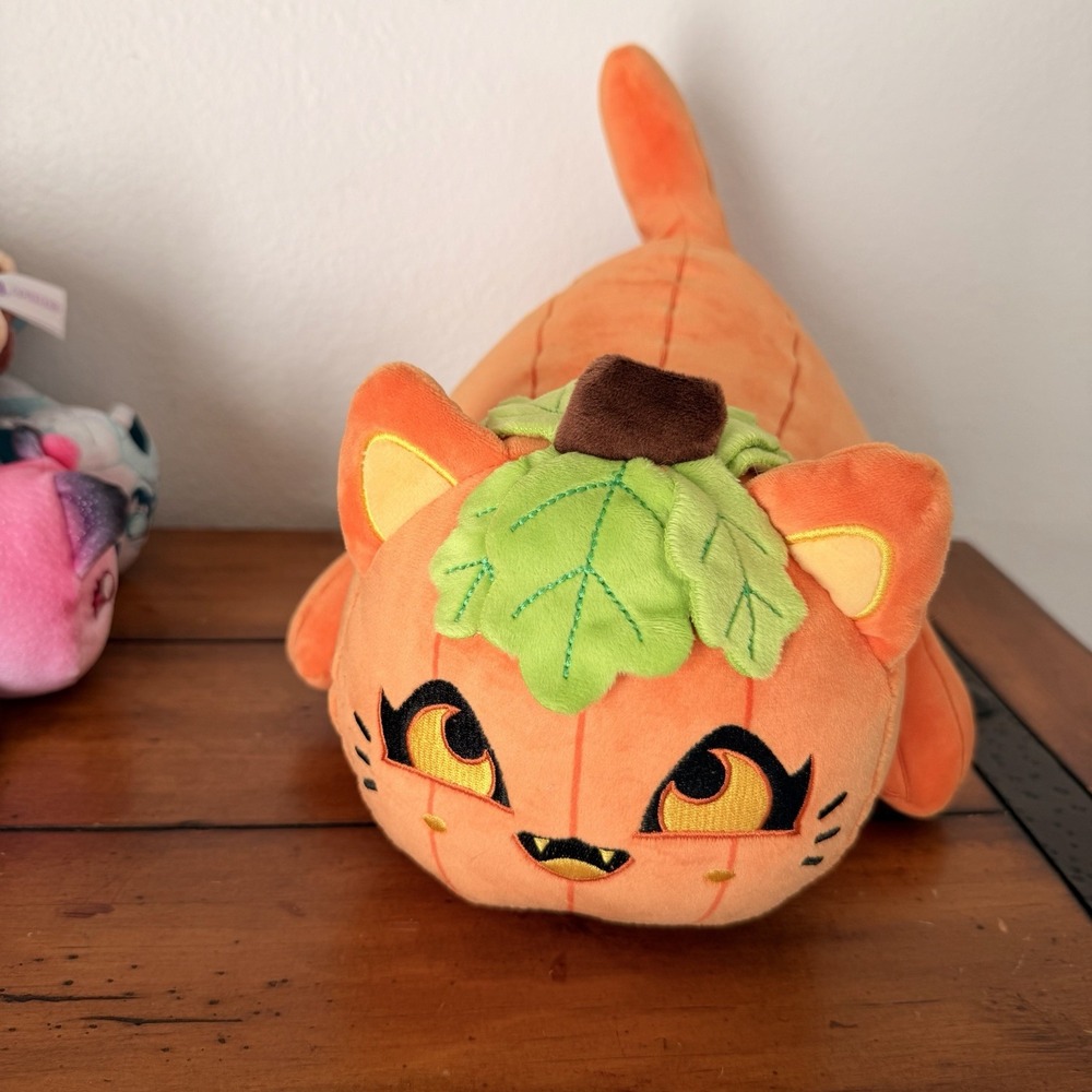 Aphmau MeeMeows 11" Jack O Lantern Kitty Cat Halloween Pumpkin Plush